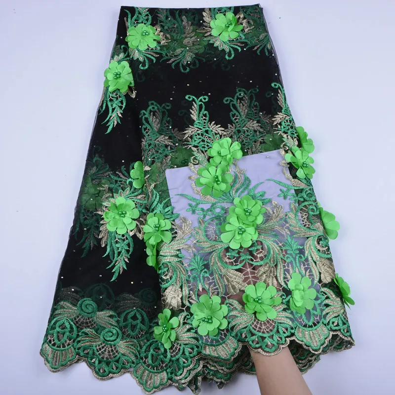 2019 High Quality Nigerian Lace Fabrics With Beads African French Net Fabric 3D Flower Embroidered Tulle Mesh S1312 | Дом и сад