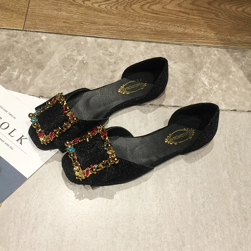 Новые женские лоферы балетки на плоской подошве шикарные туфли с квадратным