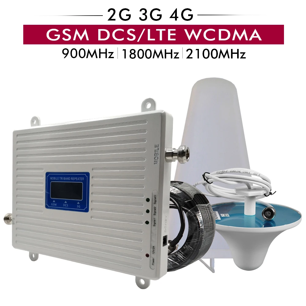 Трехдиапазонный усилитель сигнала 2G 3G 4G GSM 900 + DCS/LTE 1800 UMTS/WCDMA 2100 повторитель