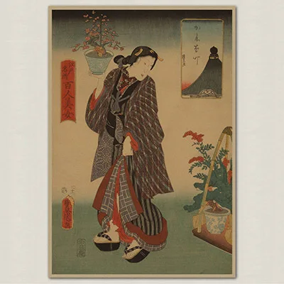 Ukiyo японская карта красоты ретро старая художественная бумага Живопись Домашний