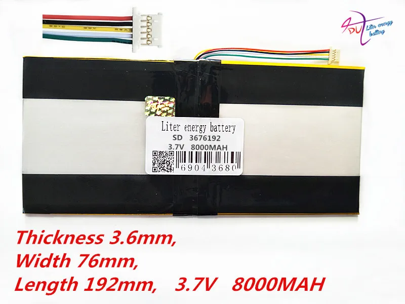 5 нить 3 7 V 8000 MAH 3676192 универсальный литий ионный Батарея для планшетных ПК 9 дюймов
