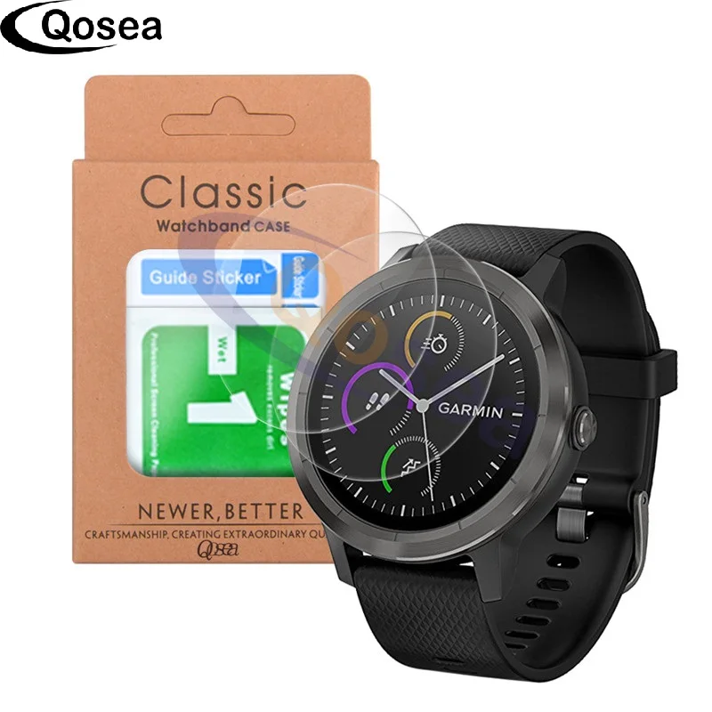 Qosea (2 упаковки) для Garmin Vivoactive 3 Защита экрана часов 9H закаленное стекло