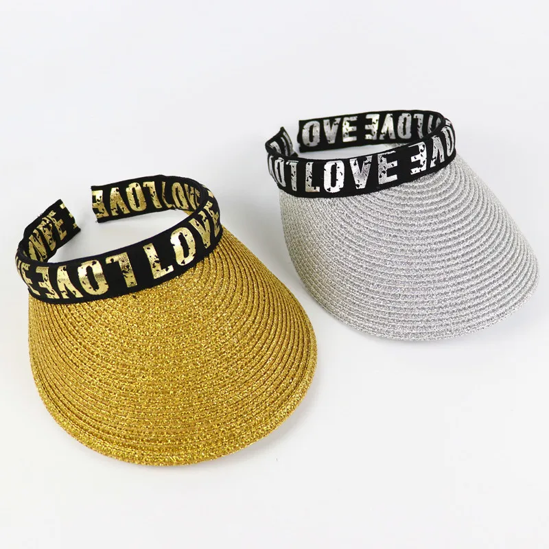 Летняя Соломенная шляпка с золотым принтом для девушек и женщин пляжная кепка