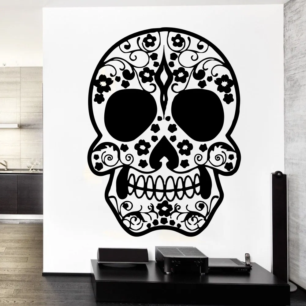 Дизайнерская виниловая настенная наклейка с изображением лица и сахара черепа