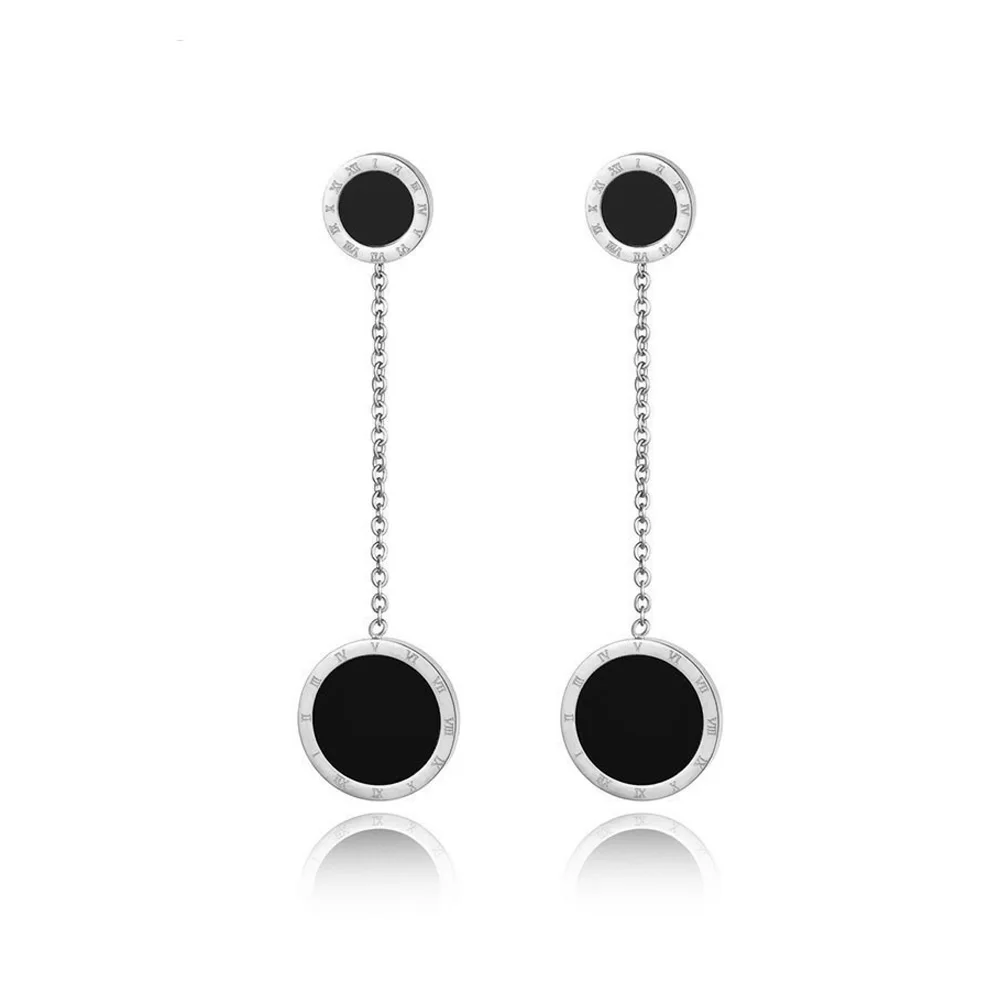Женские серьги-кисточки JeeMango длинные серьги с двумя круглыми римскими цифрами из