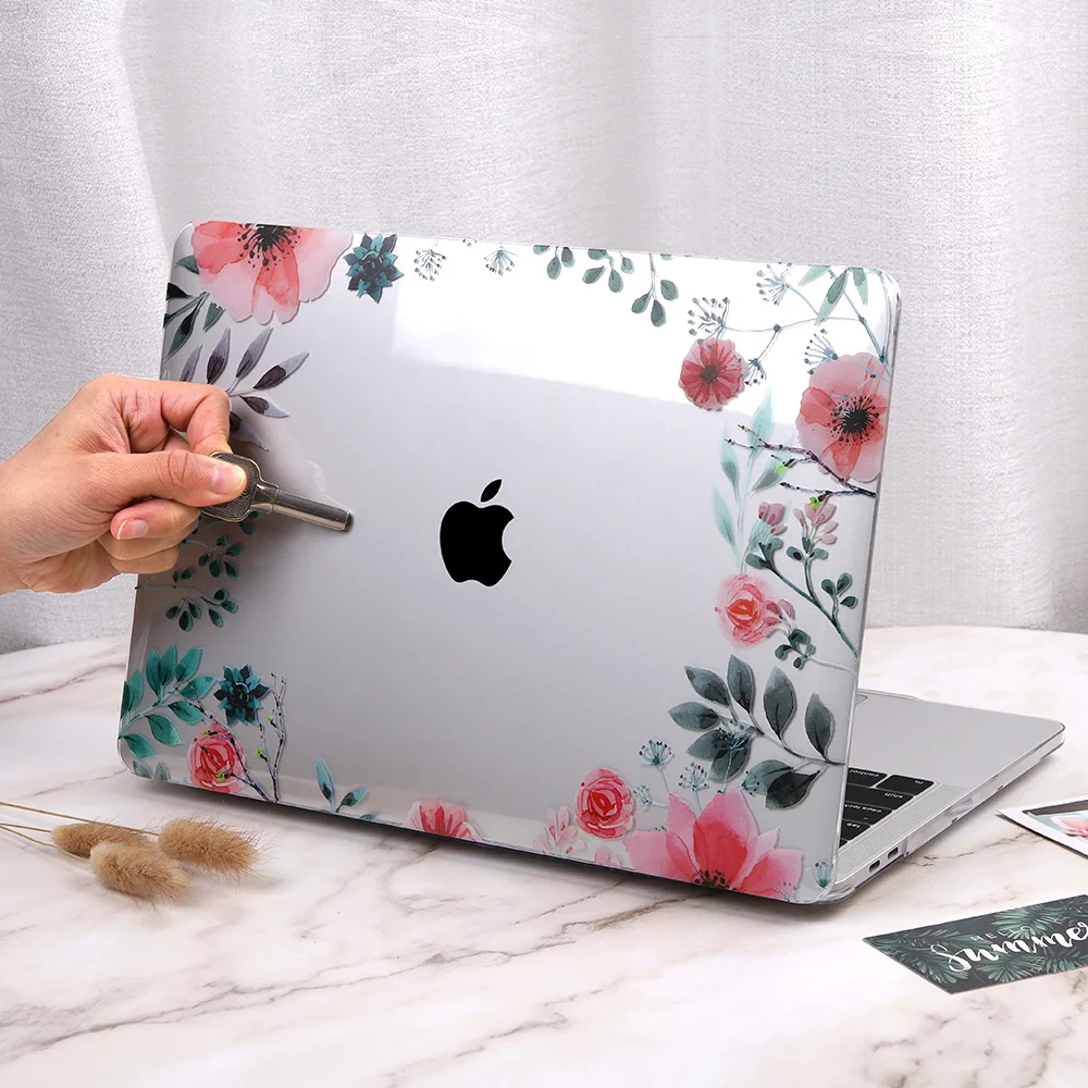 Цветочный чехол для ноутбука MacBook Air 13 A1466 A1932 Pro 13 15 16 дюймов Сенсорная панель A2141 a2159 пластиковый жесткий чехол Keybaord
