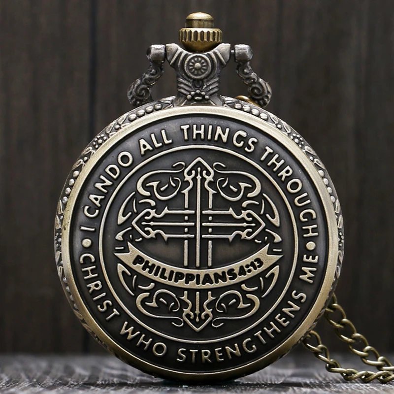 

I Can Do All Things Through Christ Who Strengthens Me Bible Philippians 4:13 God Jesus Christian Pocket Watch Religious Pendants