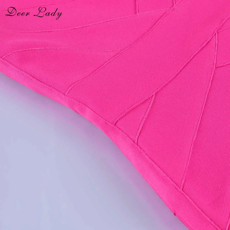 Deer Lady Women Bandage Dress Winter Strapless Bandage Dress Party Mini Hot Pink Bandage Dress Sexy Bodycon