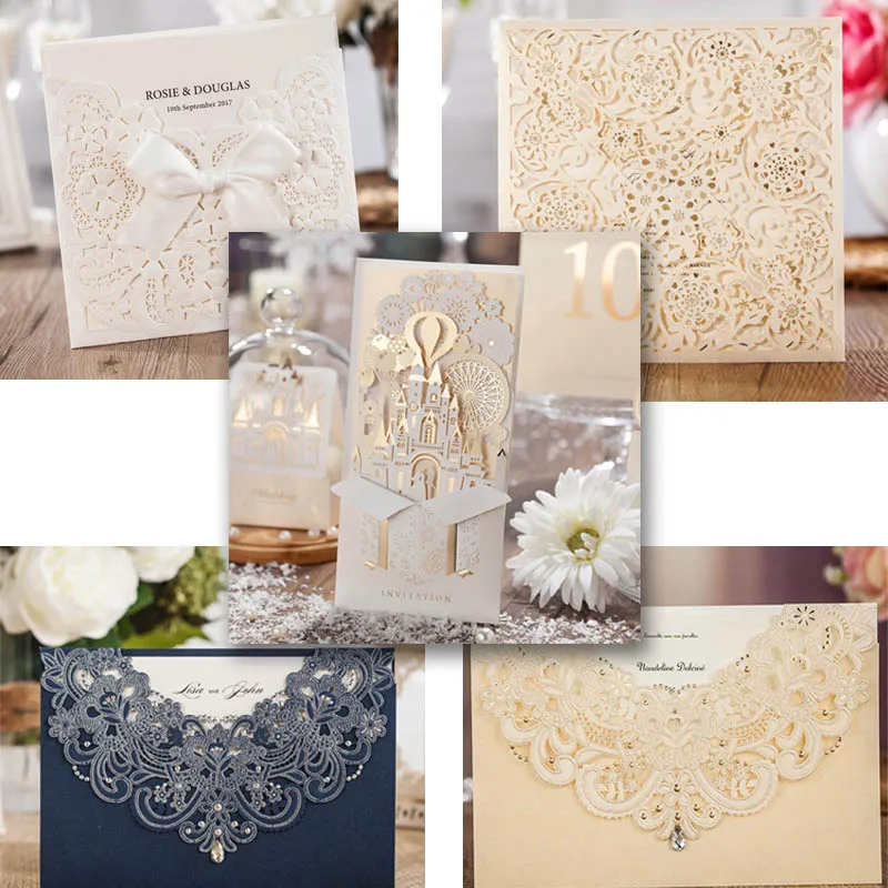 1 шт. образцы свадебных приглашений лазерной резки с пустой открыткой RSVP спасибо