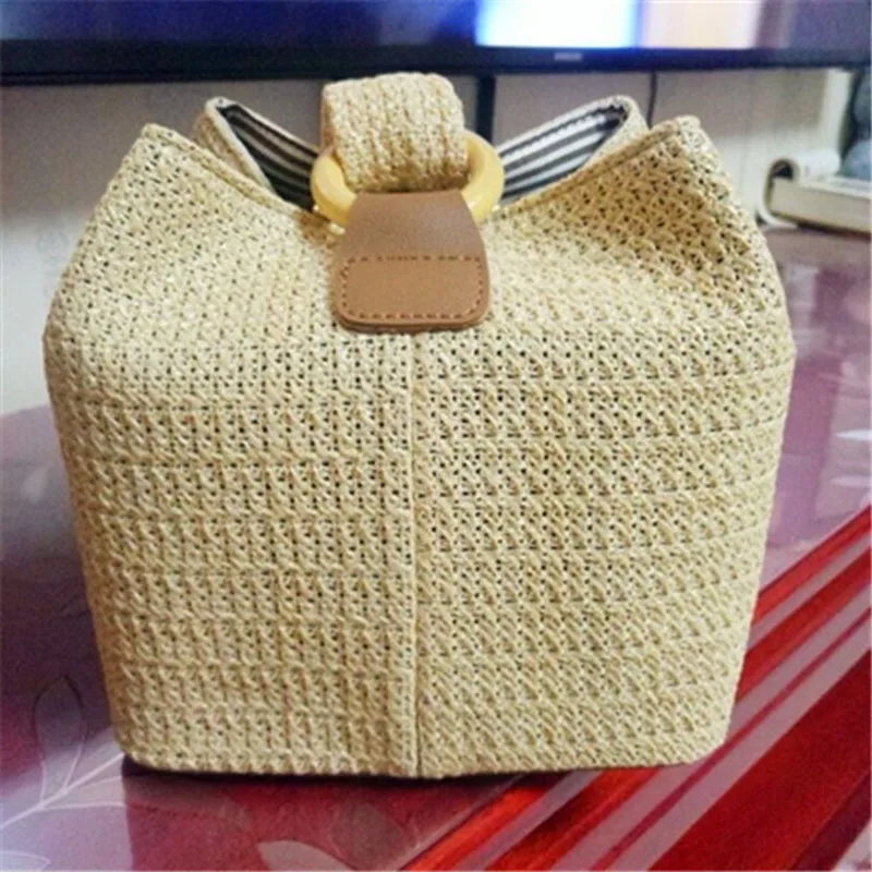 Соломенная Сумка для женщин пляжная сумочка из ротанга модный миниатюрный