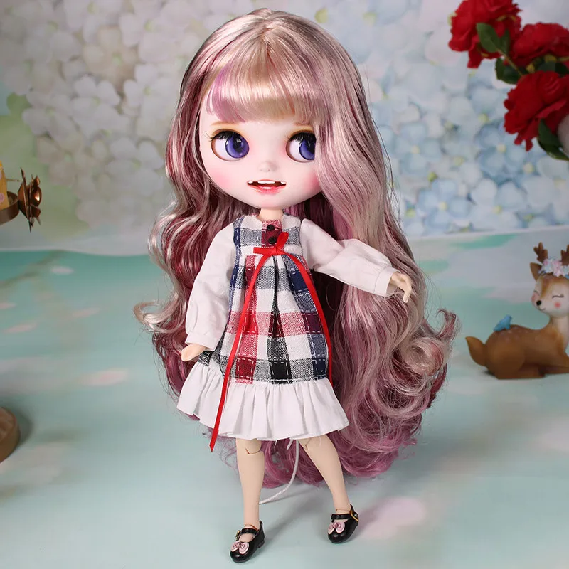 Ледяная кукла DBS Blyth для серии No.BL1063/3139/12532 блонд микс фиолетовые волосы резные
