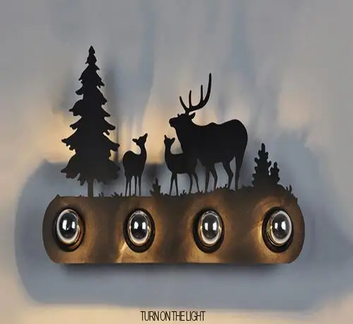 Красный Тоторо двойная кровать лампа ручка светильник Forester мультфильм яркие настенные светильники Лофт прерыватель Tactil Doble олень лампа Mustang ветер Cama - Цвет абажура: Красный