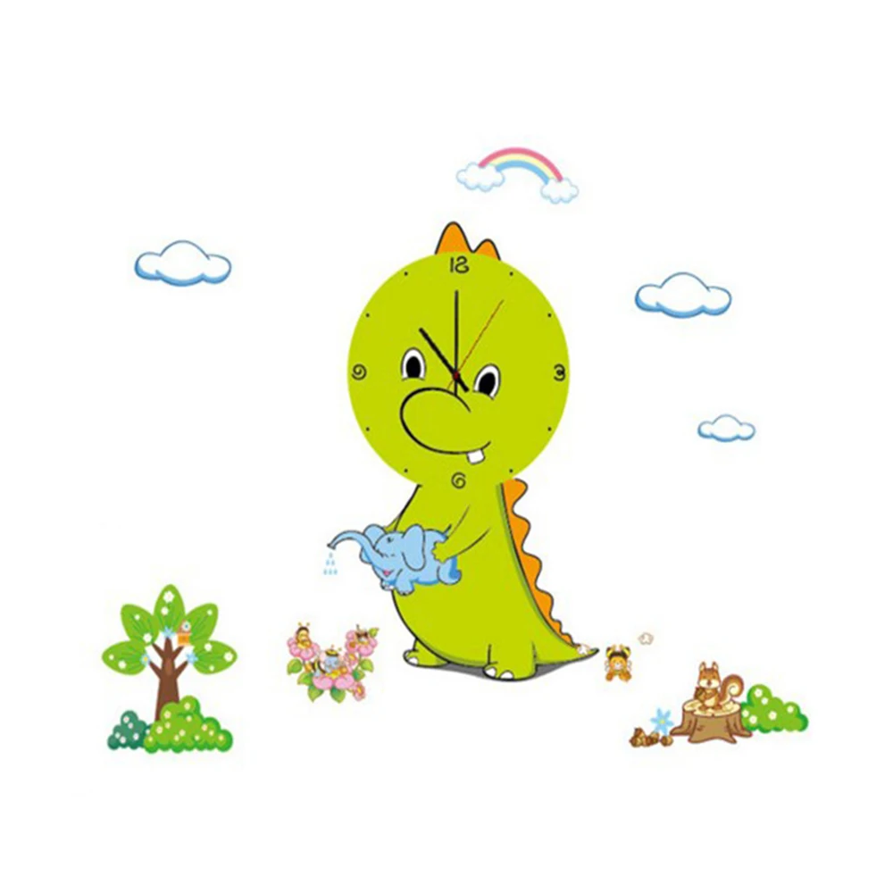 3D домашний декор акриловые настенные часы дизайн динозавра большие кварцевые