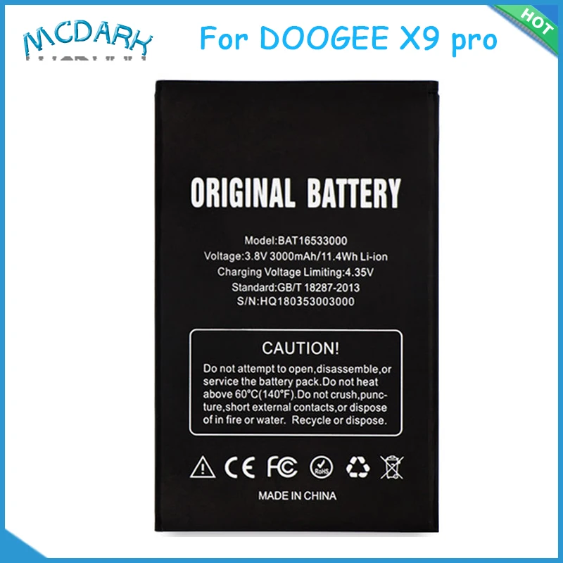 Аккумулятор Для DOOGEE X9 Pro BAT16533000 аккумулятор 3000 мАч Doogee X9S|Аккумуляторы для