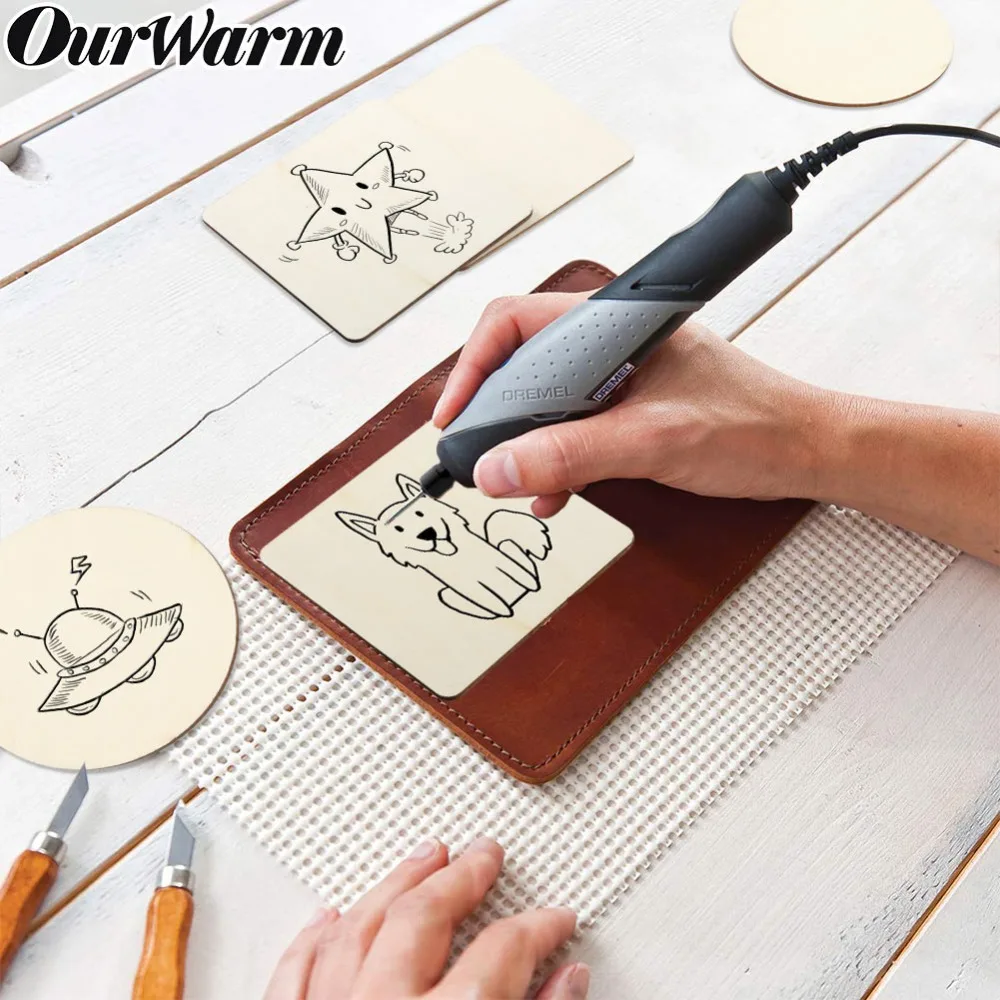 OurWarm 24 шт. НЕОБРАБОТАННАЯ древесина вырезы квадратный круглый натурального дерева круги DIY ремесла деревянные срезы Свадебная вечеринка украшения дома 10 см