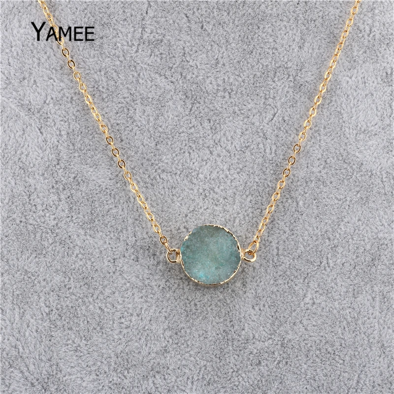 Ожерелье с подвеской из натурального драгоценного камня 11 цветов | Украшения и