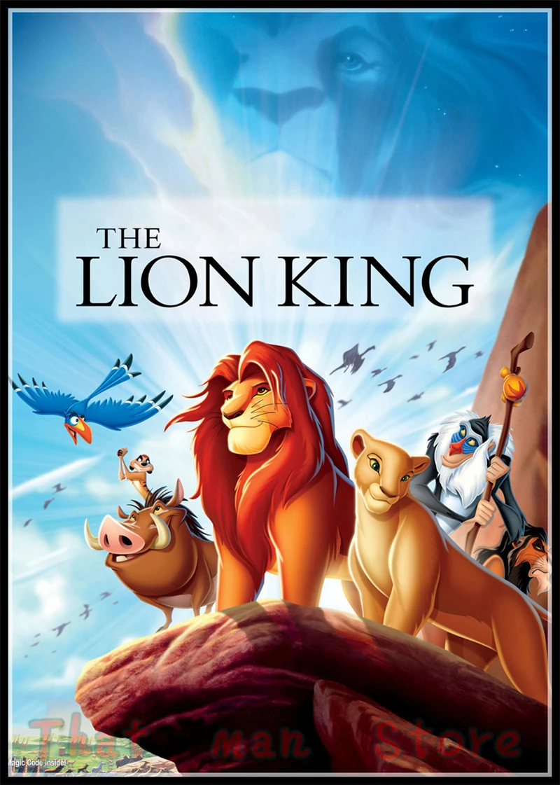 Многоцветный Постеры к фильмам Король Лев Simba Тимон белый картон элемент декоративной живописи печатные обои с рисунком висит изображение без рамки - Цвет: Многоцветный