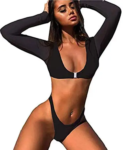 button black bikini MUOLUX, стринги, купальник в африканском стиле, принт, бандаж, размера плюс, Женский танкини, длинный рукав, бикини, набор, высокая талия, купальник - Цвет: button black bikini