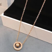 new necklace pendant roman letters two sided shell pendant necklace woman fashion jewelry design stainless steel chain rose gold