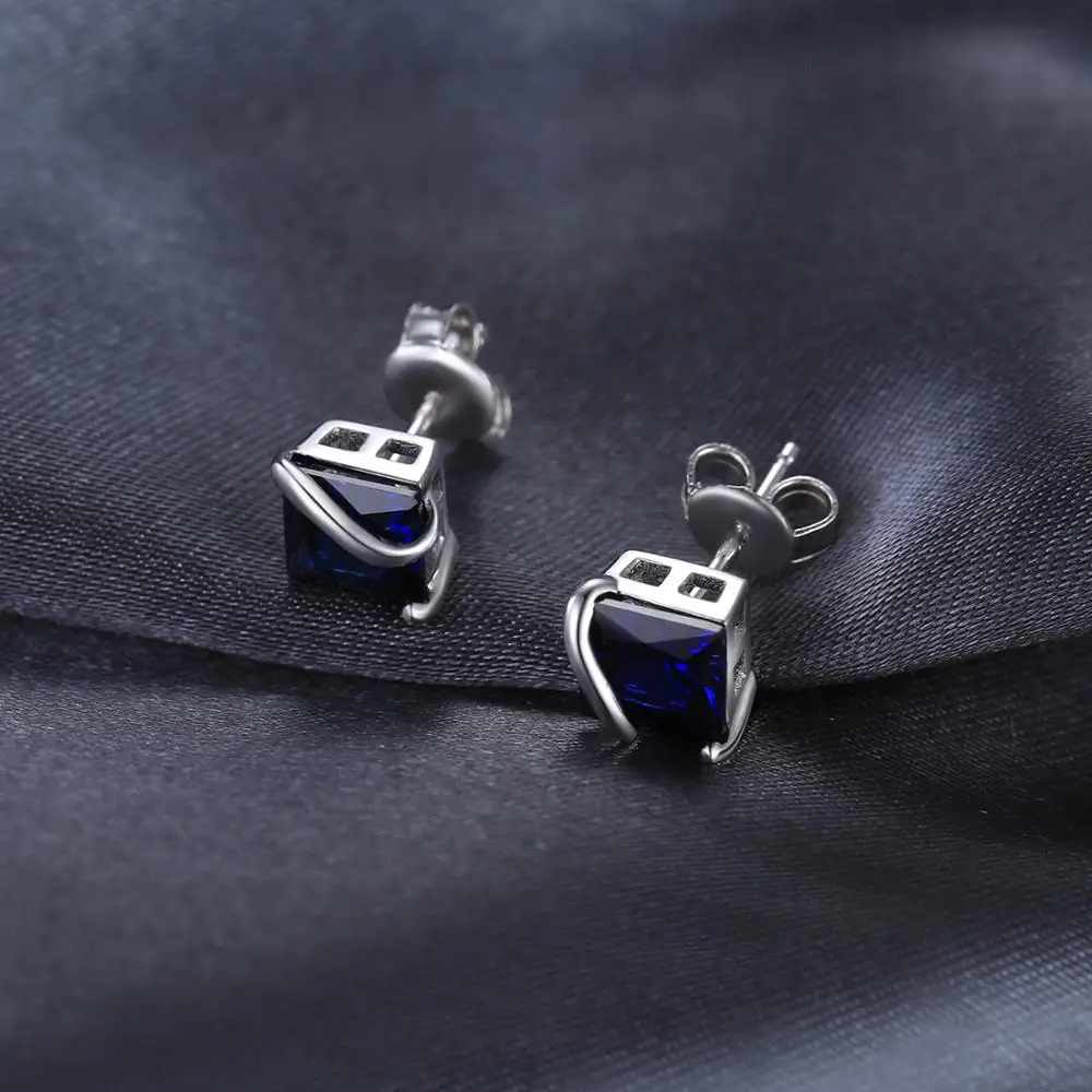 Jewelrypalace классический 2.8ct создания Сапфир Серьги-гвоздики Шарм стерлингового