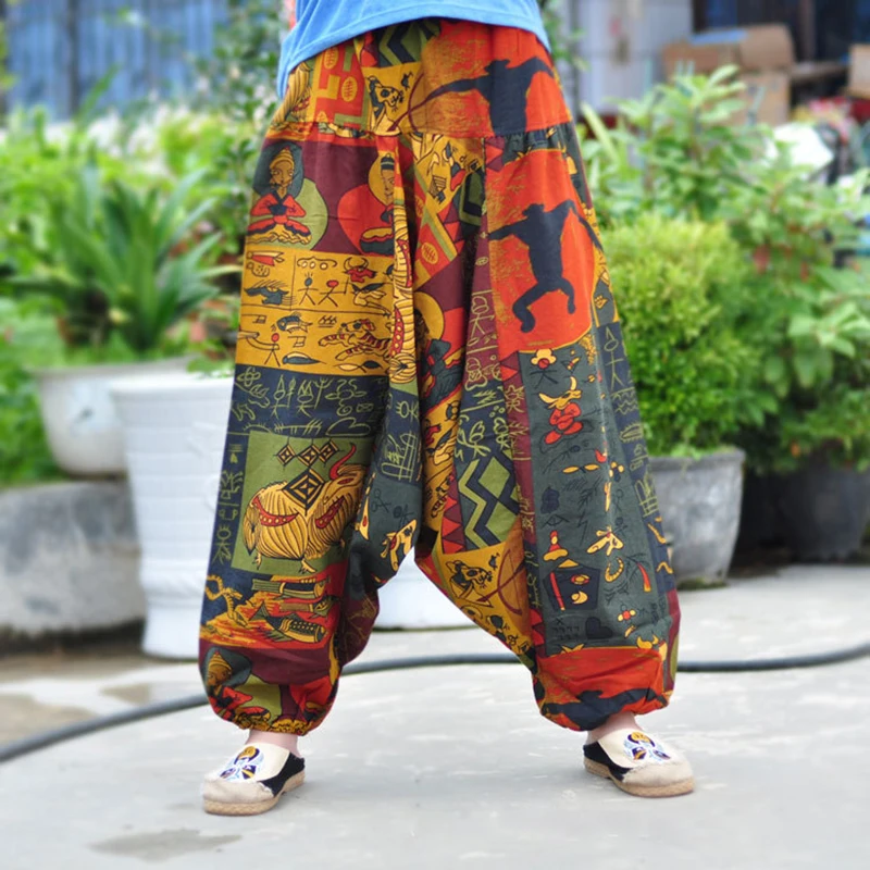 Men Women Dance Pants Big Crotch Trousers Wide Leg Loose Version Couple Unisex Pant Ethnic |