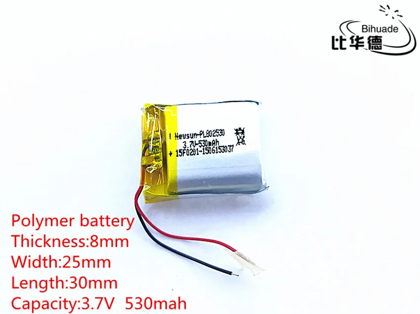 Литий ионный/литий ионный аккумулятор для GPS mp3 mp4 mp5 dvd bluetooth 3 7 в 530 мАч 802530|battery for