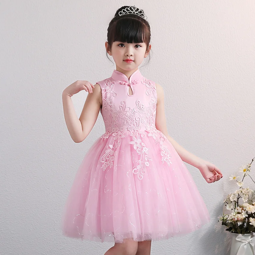 Beautiful Cheongsam Little Girls Clothes Baby Qipao Dress for Brithday Party Kids Princess Performance Formal Wedding Costumes | Детская