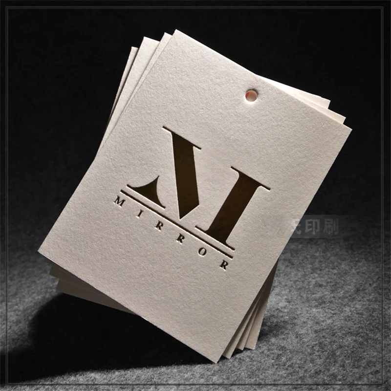 

Custom high technique gold stamping logo paper tags for clothing /jewelry