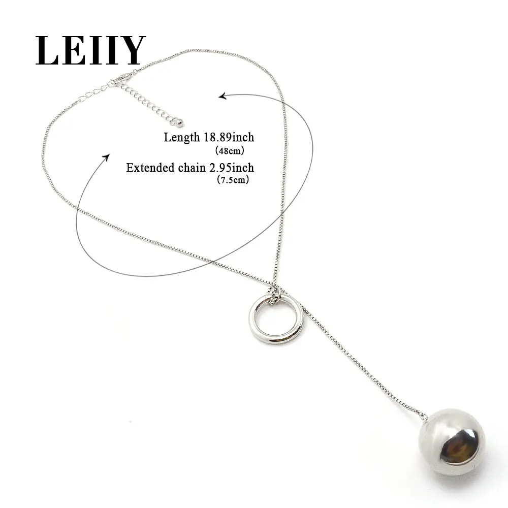 Leiiy Мода тонкие цепи коробки колье ожерелья с латунь покрытие серебро Цвет круг