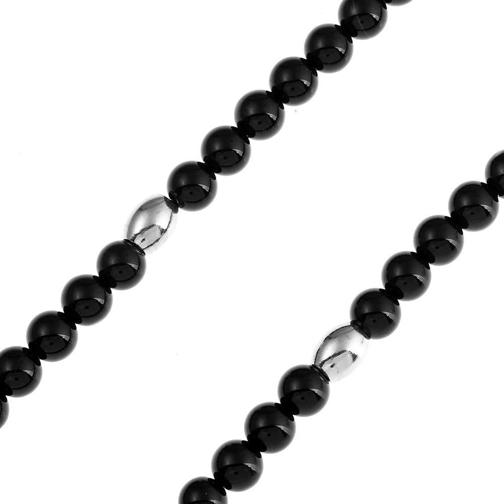 Men Stainless Steel Franciscan T Crucifix Pendant Necklaces with Black Natural Stone Chain Necklace 26&quot | Украшения и