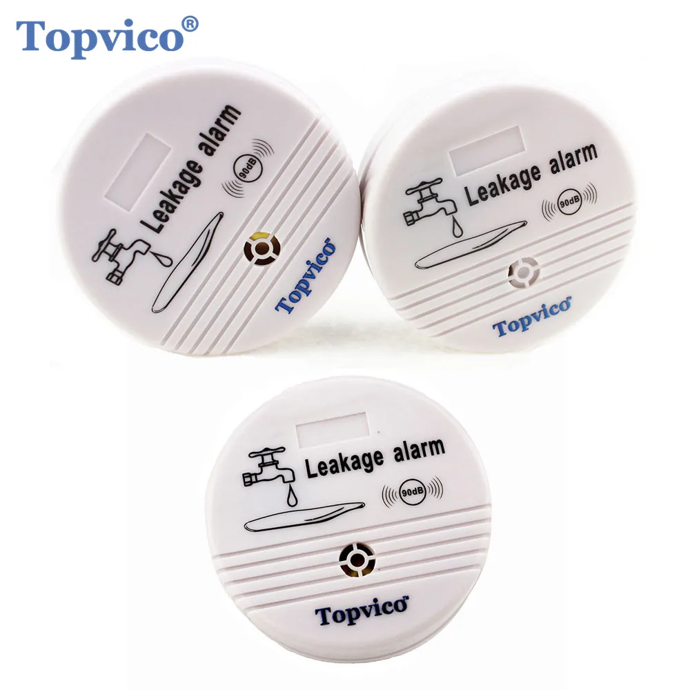 Фото Беспроводной датчик утечки воды Topvico 3 шт., детектор с сигнализацией 90 дБ, голосовой домашняя система охранной сигнализации №1