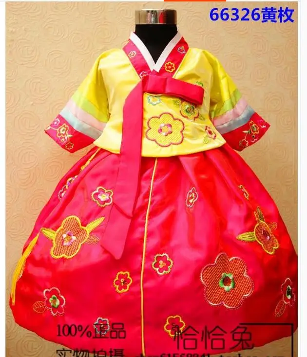 Весеннее корейское платье с вышивкой Hanbok для девочек, платье принцессы, детское украшение для волос