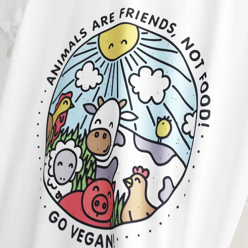 Футболка GAAJ Animal are friends not food Go Женская хлопковая футболка Однотонная с коротким