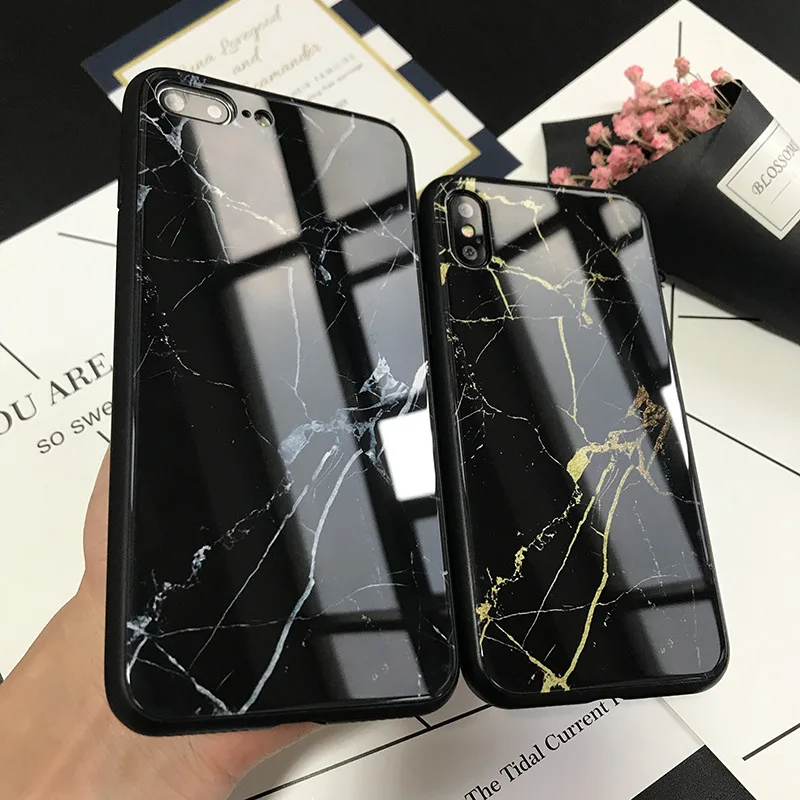 OTO-ALTER 2018 Новая мода мрамор закаленное galss ТПУ чехол для iPhone X/6/6s/6plus/6s plus/7/8/7 plus/8 plus |