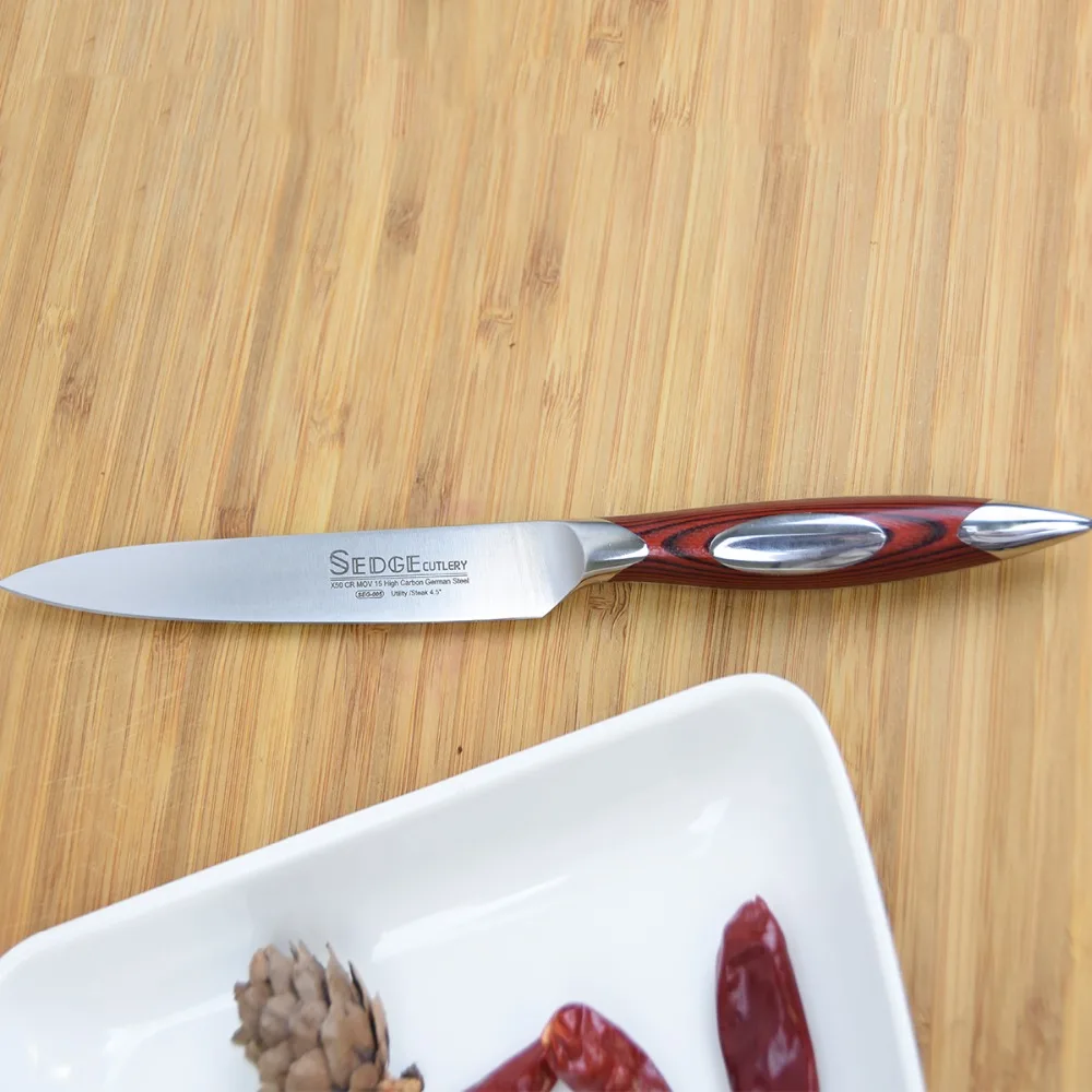 Осока стейк Ножи HC Пособия по немецкому языку Нержавеющая сталь X50CrMoV15 Кухня