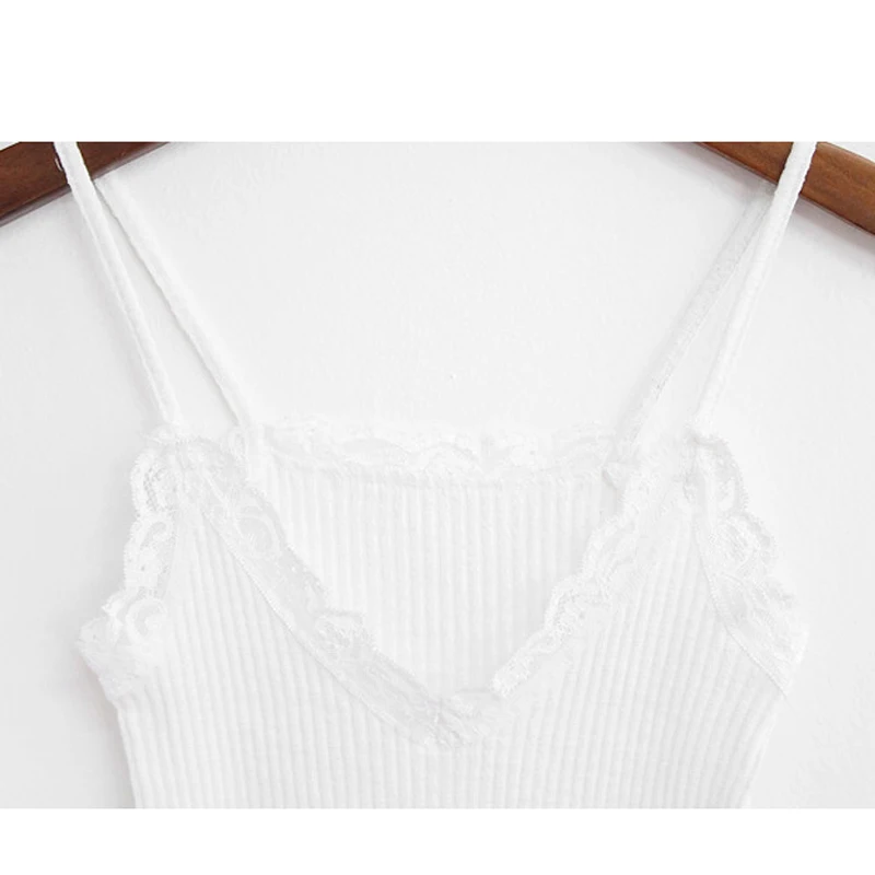 

shintimes Tanktops Camisole Femme Fashion Slim Lace Patchwork Womens Clothing White Black Cotton Camisole Summer Sexy Tank Tops