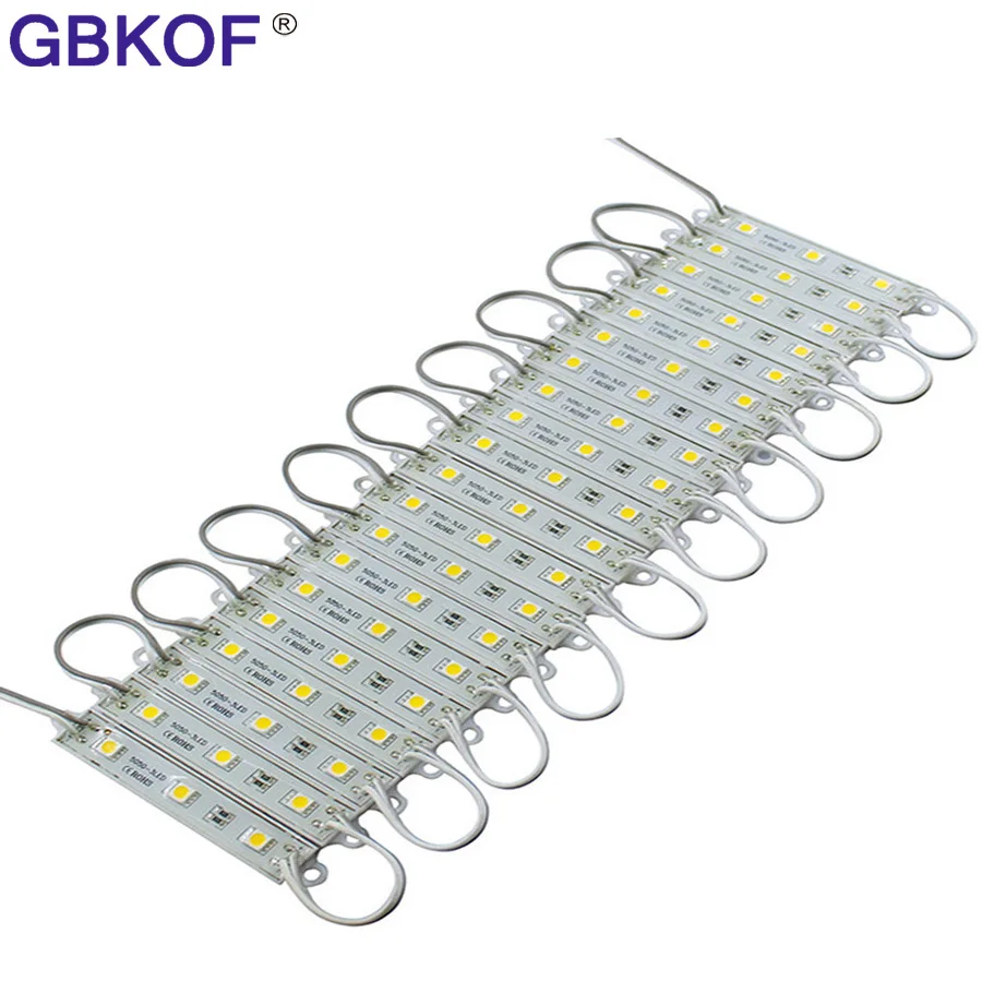 10 шт. 5050 SMD 3 светодиодный s модуль белый/теплый белый Водонепроницаемый световая