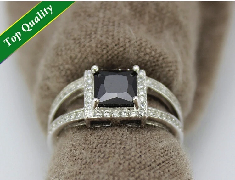 Крутое уникальное женское Винтажное кольцо Joyas с черным фианитом и кристаллами