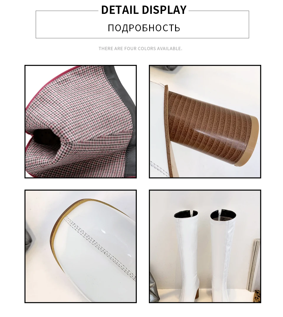 ANMAIRON/ г. Женские ботинки классические модные сапоги до колена из лакированной кожи на молнии с круглым носком зимняя женская обувь на квадратном каблуке размеры 34-43