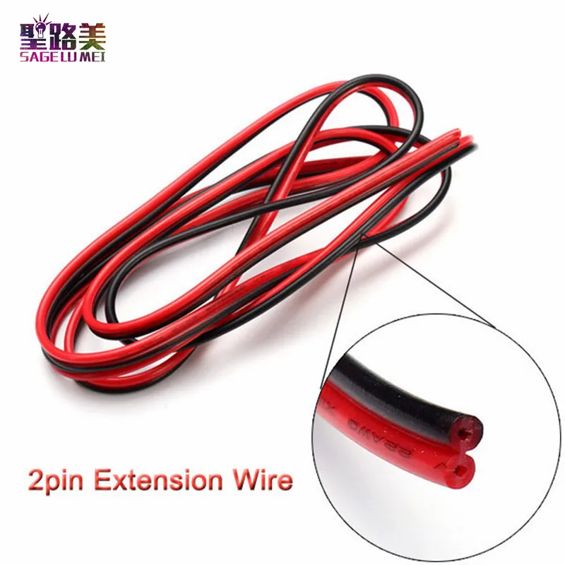 (Бесплатная доставка) 10 м/20 м/лот 22awg 2pin Удлинительный провод 5050 3528 2835 Светодиодная