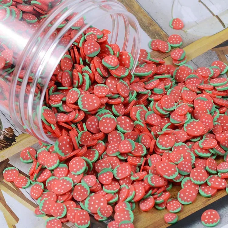 15 Strawberry 100 г/лот, полимерная Горячая глина, разбрызгивает цветные фруктовые смайлики, конфеты, разбрызгивает для поделок, сделай сам, для изготовления ломтиков ногтей, материал для слизи - Цвет: 15 Strawberry