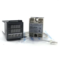 dual pid thermostat regulator ssr output digital pid temperature controller rex c100 0 400c thermocouple k ssr 40a ssr 40a