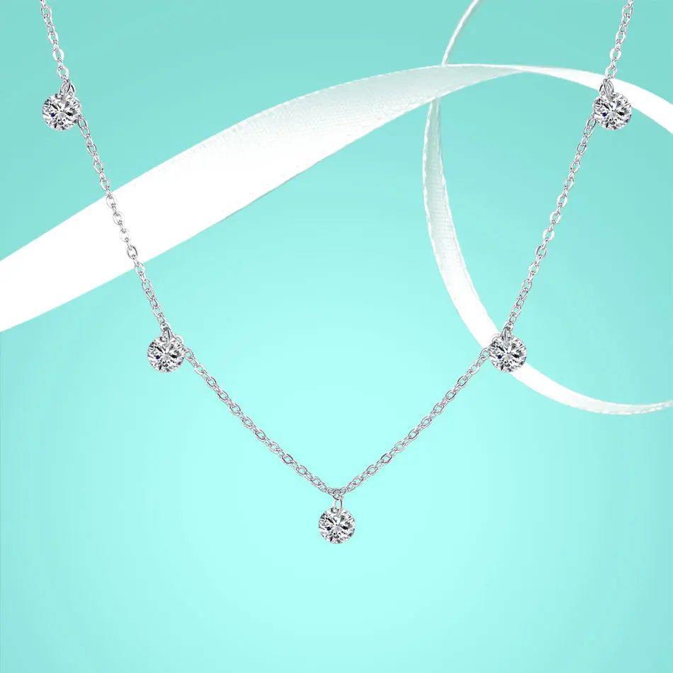 ELESHE модная 925 пробы Серебряная цепочка колье ожерелья для женщин Bijoux Кубический Кристалл бусины ожерелья и подвески