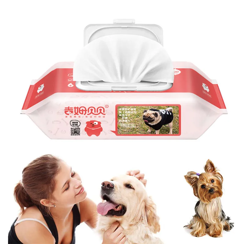 Pet cleaning wipes 80 pieces antibacterial hydrating flexible itching deodorant environmental non-woven pet clean supplies | Дом и сад