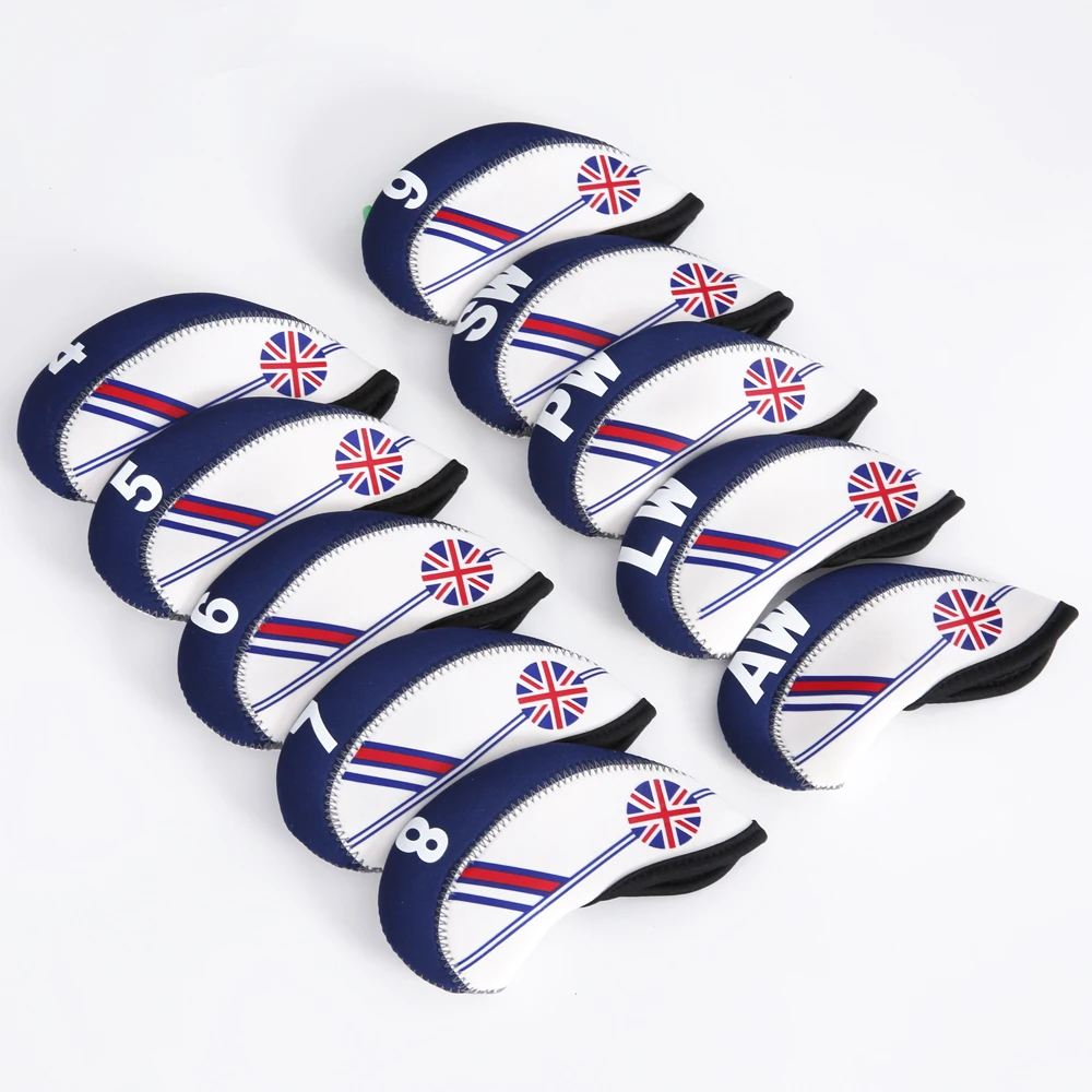 

гольф - клуб железным headcover 10pcs неопрен белый с голубой флаг великобритании голову охватывает один размер подходит для всех утюгов открытый ...