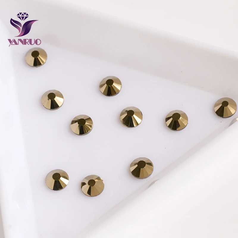 YANRUO 2058NoHF Aurum Стразы без горячей фиксации с плоской задней поверхностью Pedrarias