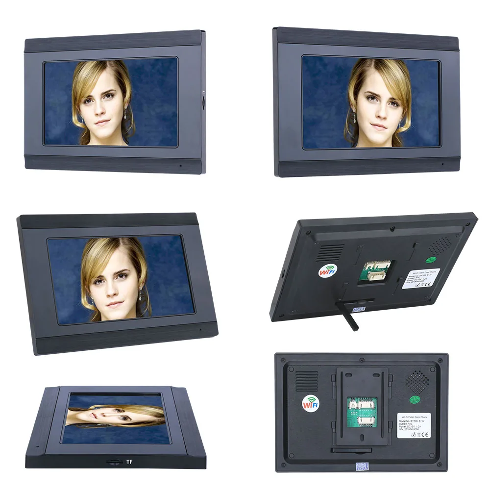 7 inch 3 Monitors Wired /Wireless Wifi Video Door Phone Doorbell Intercom System with 2 X IR-CUT HD 1000TVL Wired Camera
