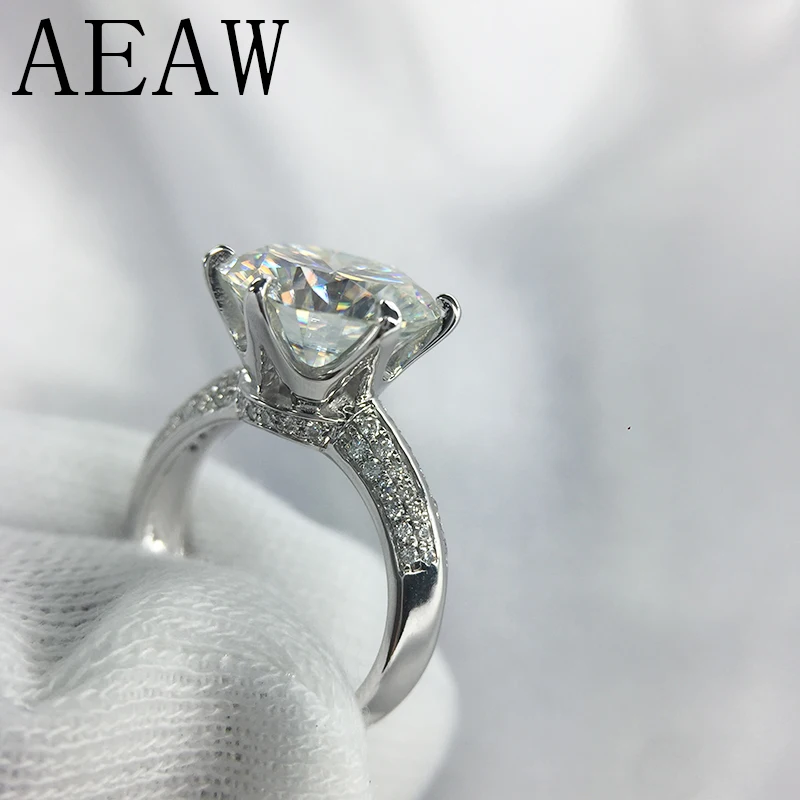 

AEAW 3 Carat ct 9mm Engagement HI Color Wedding Round Moissanite Ring Lab Grown Diamond Ring in 925 Sterling Silver For Women