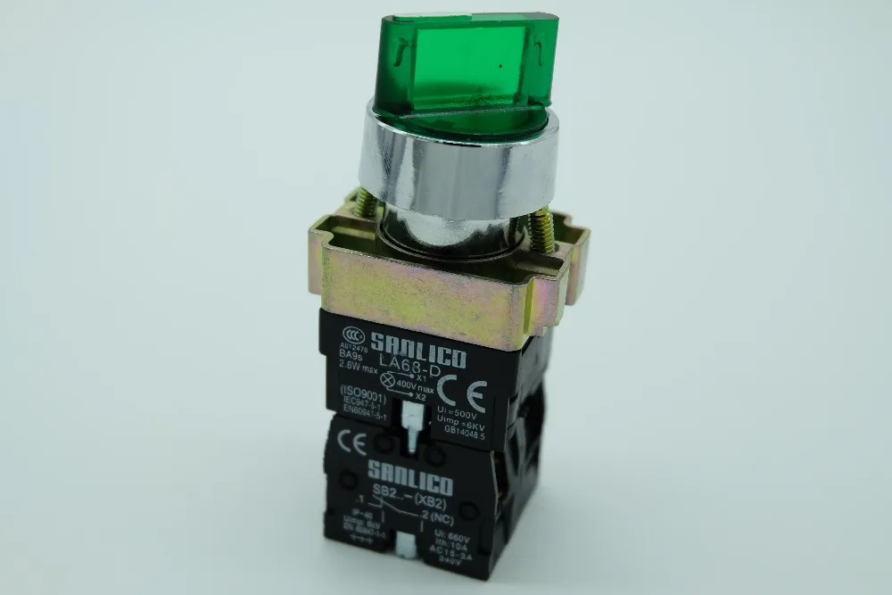 illuminated selector switch metal rotary knob two or three position standard handle with LED SB2(LA68B XB2)-BK2385 | Обустройство