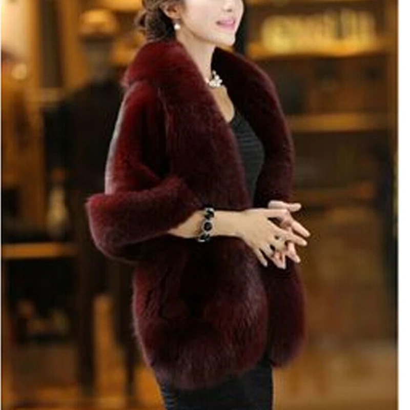 Бесплатная доставка 2020 искусственный мех шаль Женское зимнее пальто Высокое